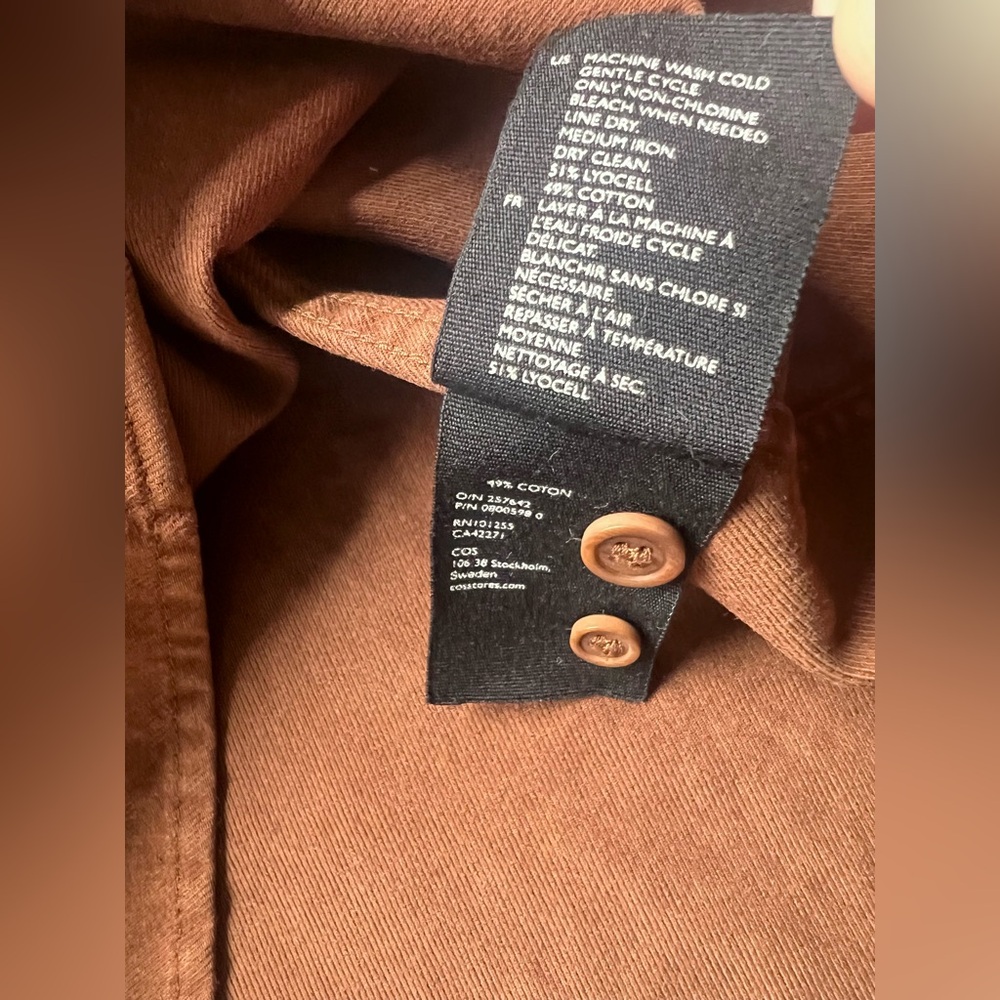 COS Relaxed Brushed Cotton-Blend button up shirt in rust Size XL - Picture 5 of 9